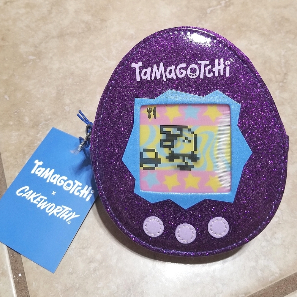 Cakeworthy x Tamagotchi Purple Glitter Lenticular Coin Bag